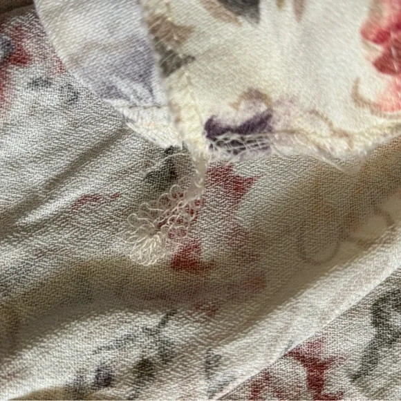 Vintage 90s Sz M Impressions of California Floral Button Down V-Neck Midi Dress - Picture 9 of 9